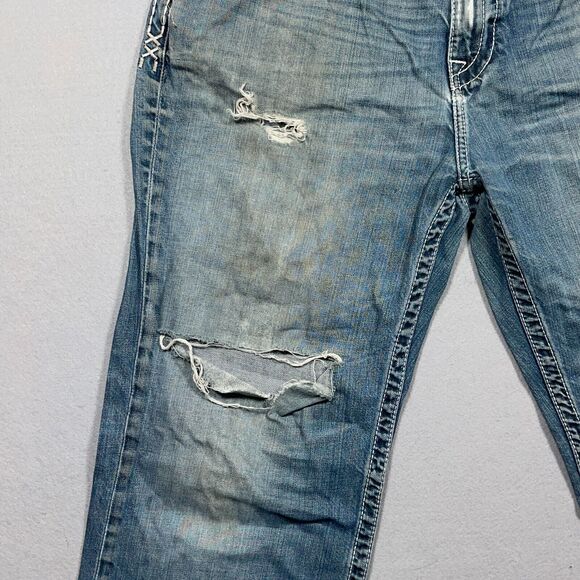 BKE Buckle Jeans Men 34R Tyler Straight Leg Destroyed Distressed Stretch‎ Denim - Picture 5 of 15